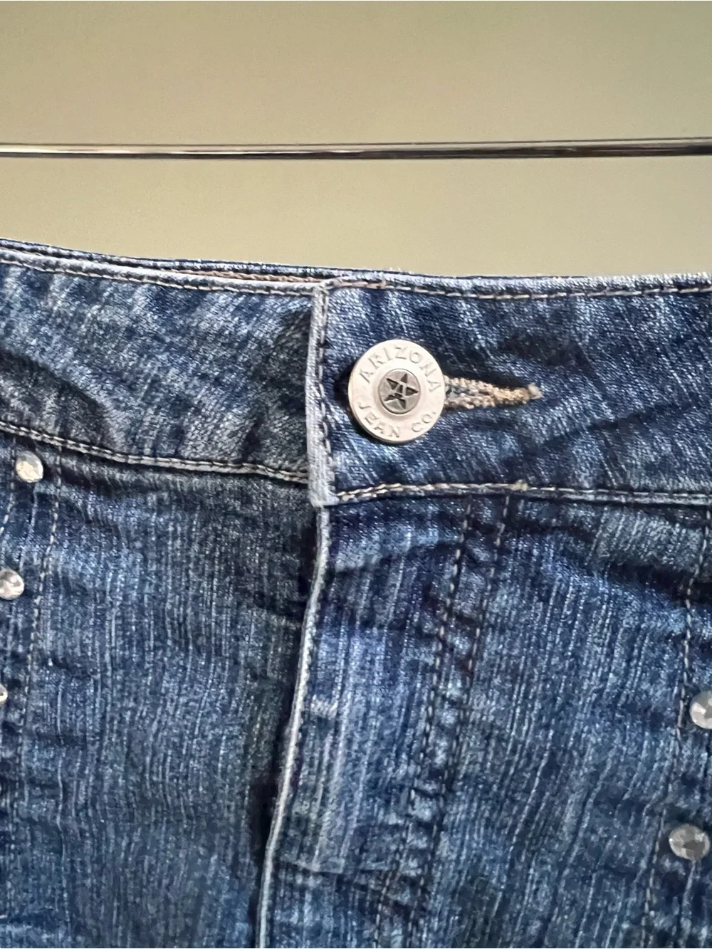 Arizona Jean Company Girls' Blue Pleated Denim Skort with Studded Belt Loops
